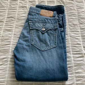 Tru religion 34 x32 Straight flap natural big T